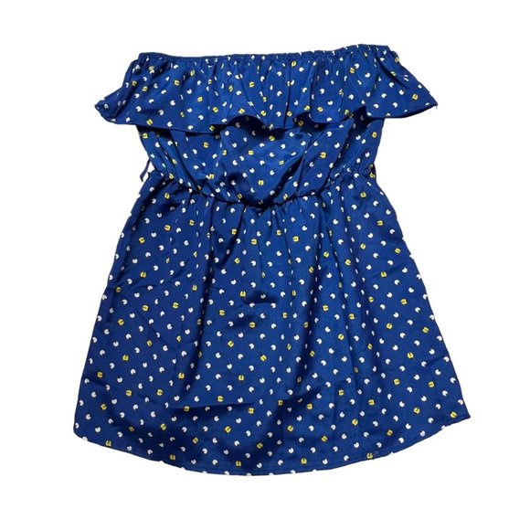 Celine Champion Shirt Womens Small Blue Yellow Lady Bug Strapless Fit Flare - Picture 1 of 9